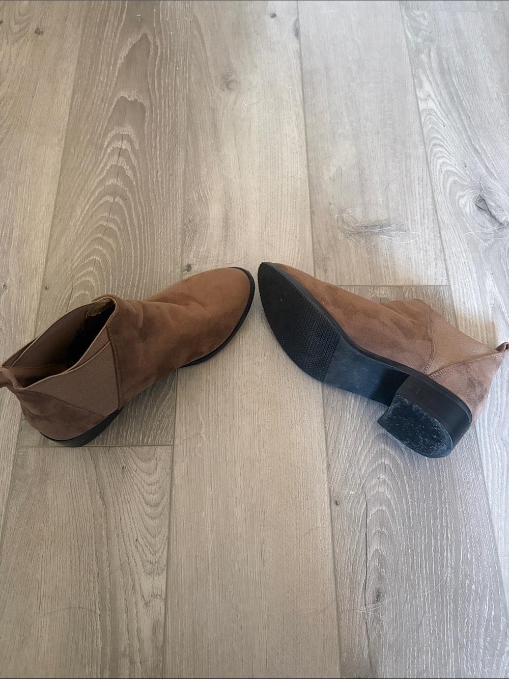 Women's Tan Suede Ankle Booties - Classic Slip-On